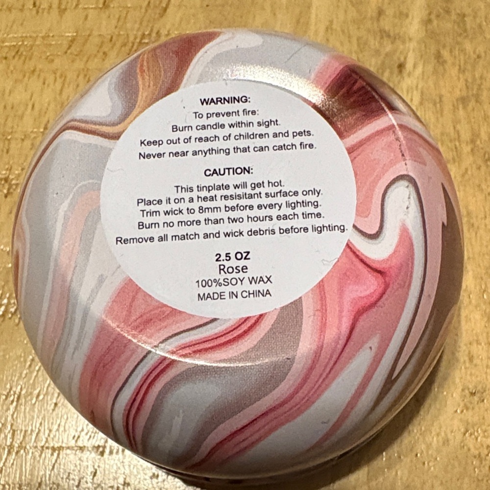 Rose Scented Soy Wax Candle - Marbled Pink and White